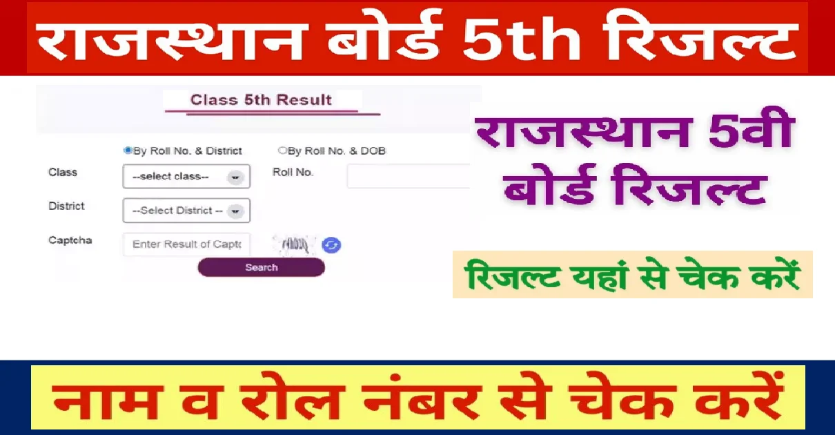 Rajasthan Board 5th Class Result 2024