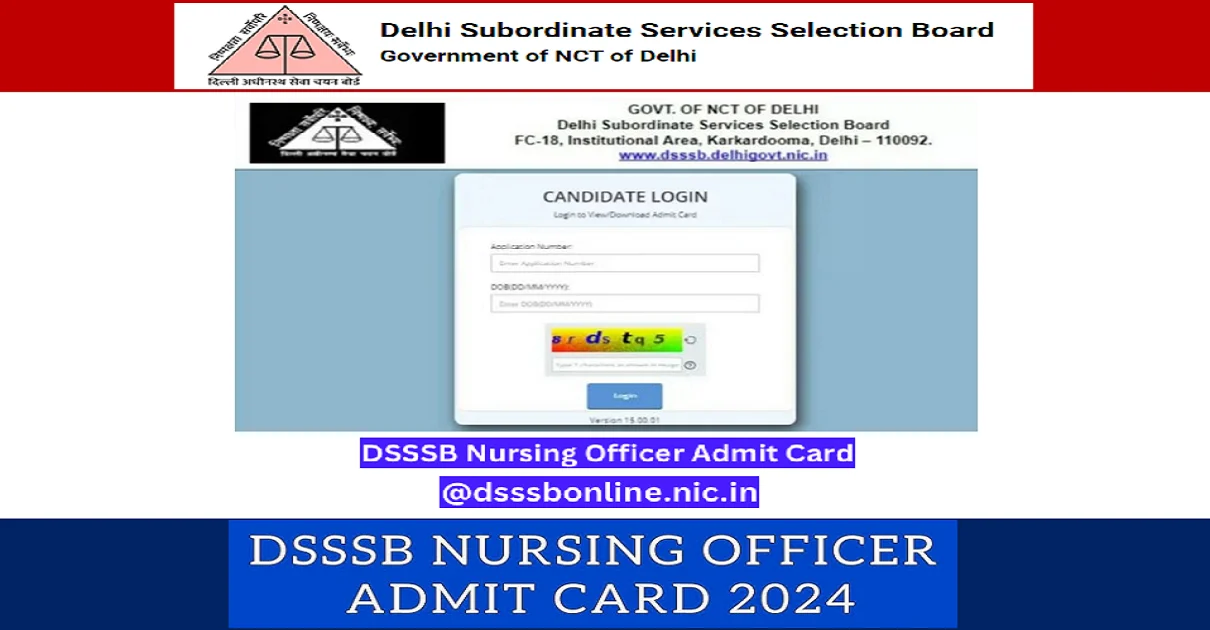 DSSSB Nursing Officer Admit Card 2024