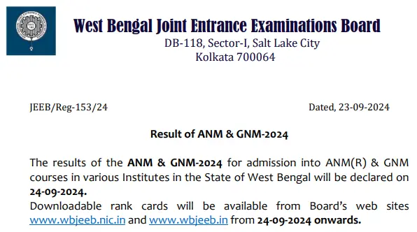 WB ANM GNM Result 2024 Date