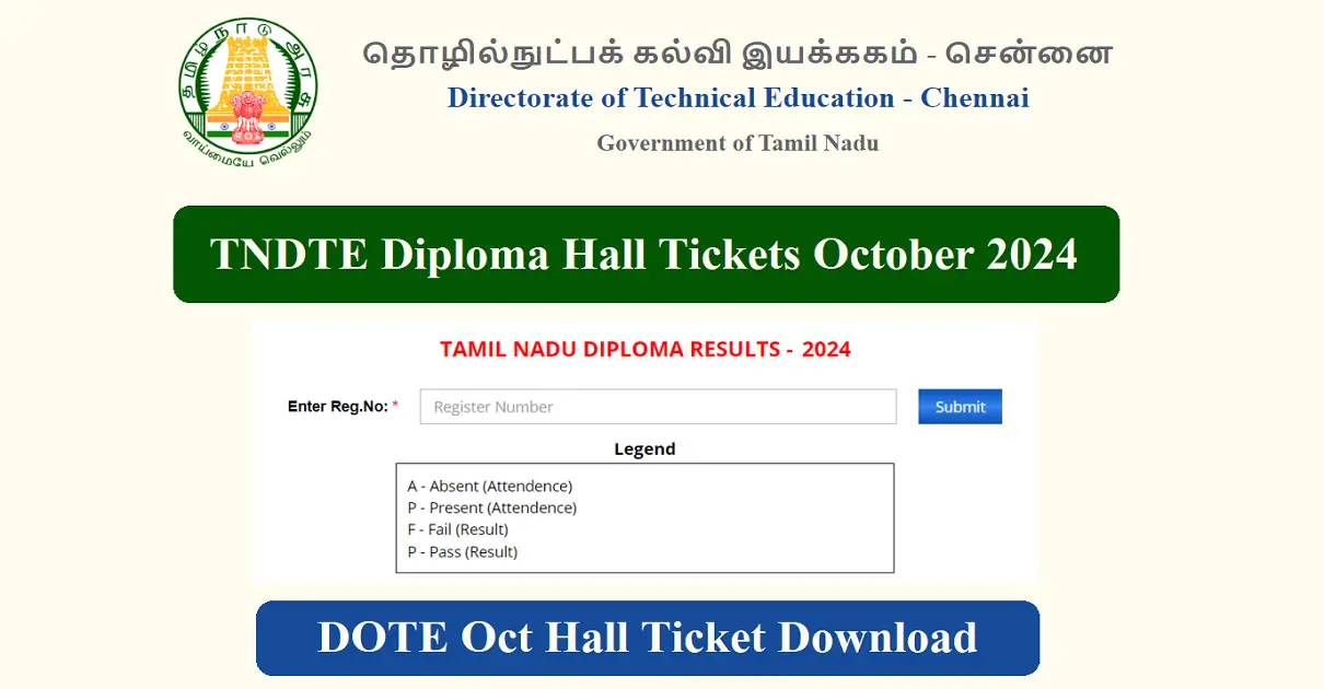 TNDTE Diploma Hall Tickets October 2024