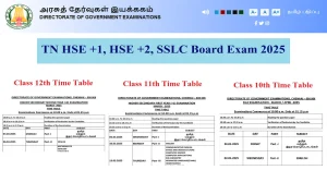 Tamil Nadu Public Exam Time Table 2025